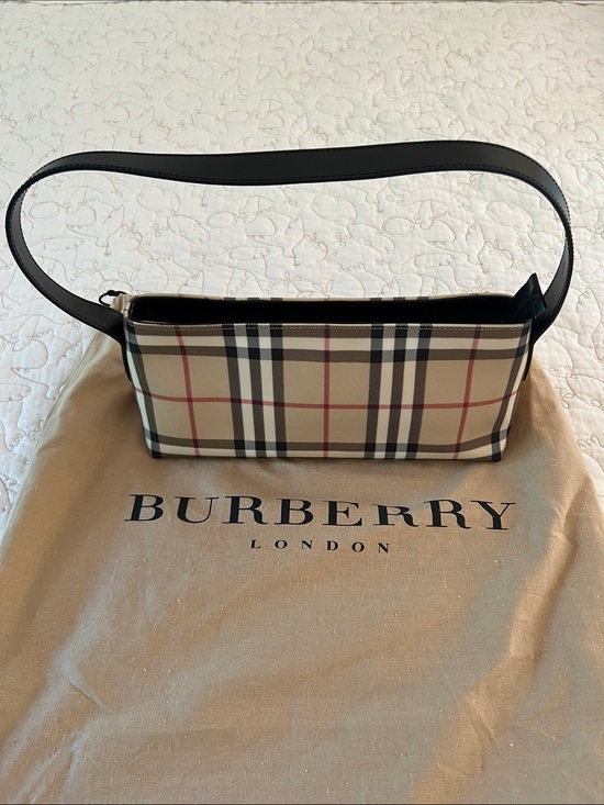Burberry Handbags - Burberry Beige Nova Check Shoulder Bag with Black Strap